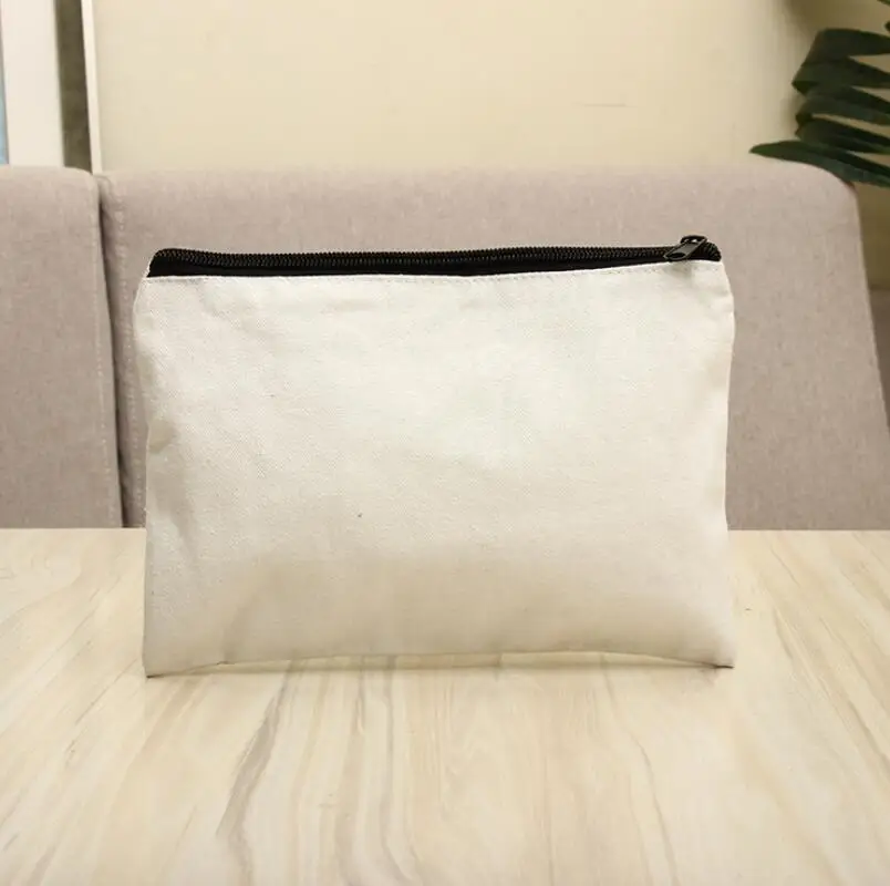Blank canvas zipper Pencil pouches cotton cosmetic makeup bags Mobile phone clutch bag LX7140