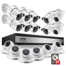 Zosi 1080p 16ch sistema de vigilância por vídeo com 16 pces 2.0mp visão noturna ao ar livre/indoor câmeras de segurança em casa 16ch cctv dvr kit