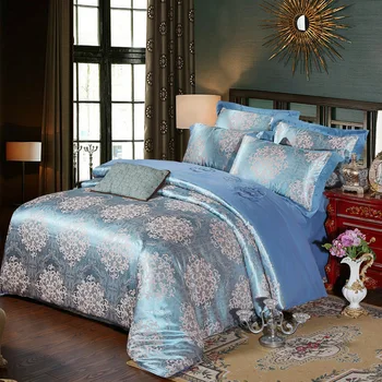 

Home bedding Jacquard bed set summer bed linen set 4pc/set embroideried duvet cover flat sheet elegant bedclothes wedding bed