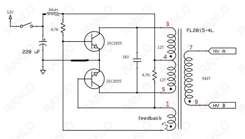 EPC13 ROYER цепи повышающий трансформатор 12V постоянного тока до 600V SMD 5+ 5pin 4 слота ферритового сердечника трансформатора