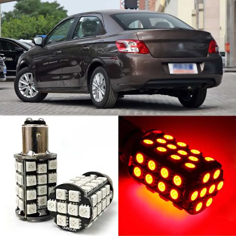 

Ownsun Brand New Red BAY15D Auto Tail Stop Brake Light 5050 48 SMD LED Bulbs For Peugeot 206/207/301/308/408