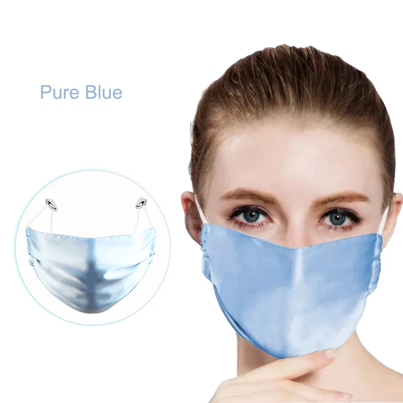 1 шт. шелковая Солнцезащитная маска для рта черная УФ Защита дышащая летняя тонкая секция Мужская и женская Пылезащитная маска для лица респиратор - Цвет: Blue
