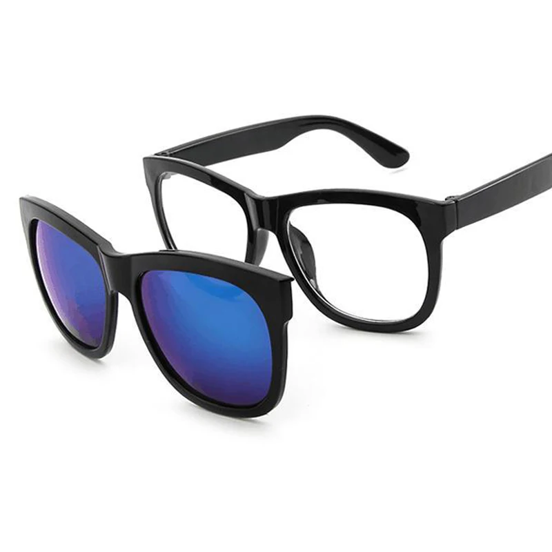 

magnet Clip on Sunglasses clip on glasses square Lens Men Women mirror clip Sun Glasses Night Vision Driving de sol