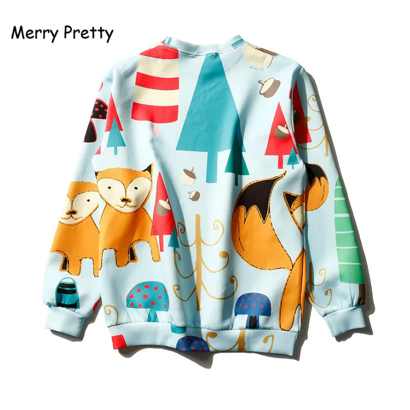 Женские толстовки с капюшоном Merry Pretty осенняя водолазка принтом лисы Harajuku