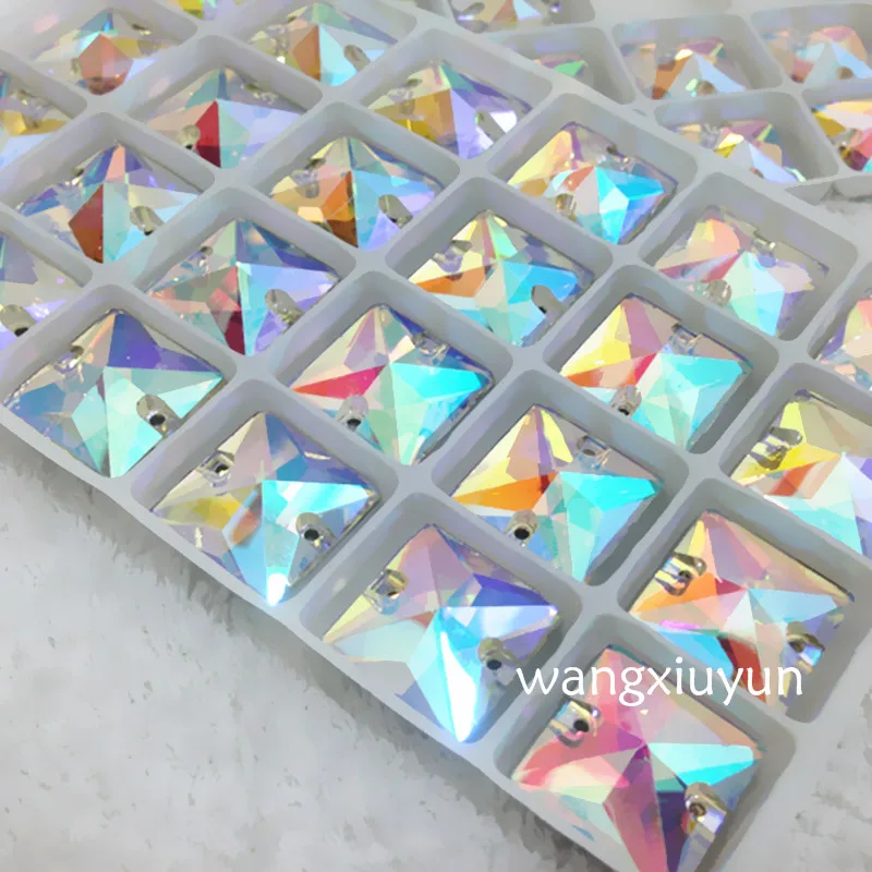 10 мм/12 мм/14 мм/16 мм/22 мм Цветные кристаллы квадратные пришить на кристалл Красивые Стразы с 2 отверстиями