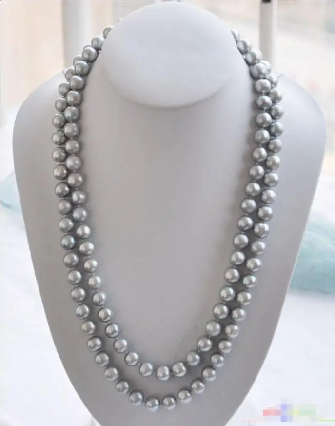 

Hot sale new Style >>>>>AA++ lustre 50" 12mm ROUND GRAY FRESHWATER PEARL NECKLACE