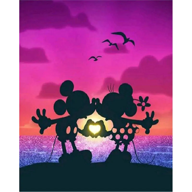 

Diamond Embroidery Mickey Mouse couple kiss Diy 5D Diamond Painting cross stitch full square rhinestones mosaic scenery