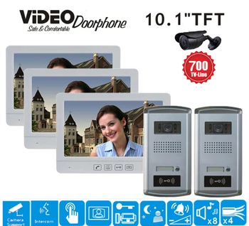 

ZHUDELE 10.1" Luxury Display Wired Video Door Phone Touch button Doorbell Intercom IR 700TVL HD Home Security System ID Card 2V3