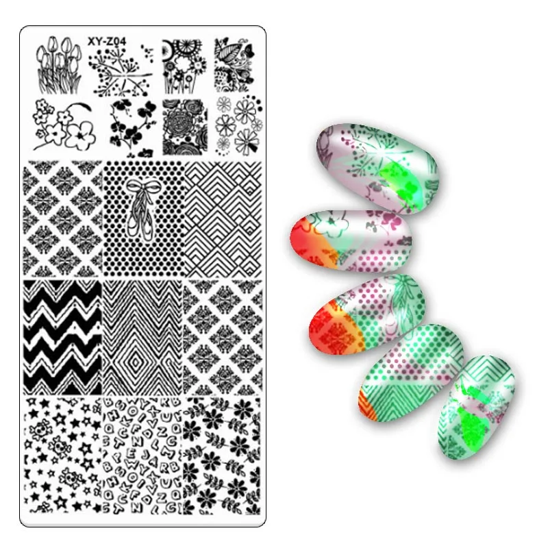 Дизайн ногтей металлическая пластина изображения штамповки пластины DIY маникюр печать шаблон пластины инструменты XYZ01-32 - Цвет: XYZ04