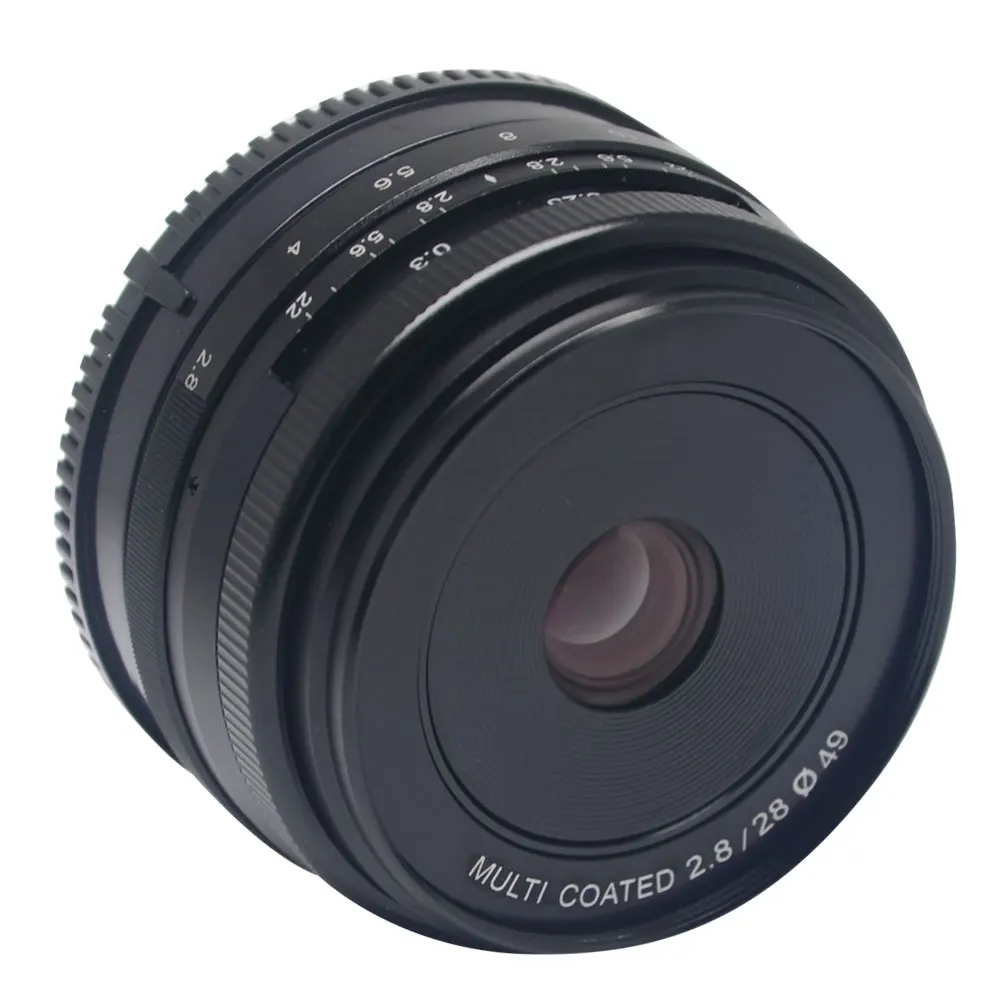 Venidice/Meike MK-28-2.8 28 мм f/2,8 фиксированный объектив с ручной фокусировкой для APS-C беззеркальных Камера однообъективной зеркальной камеры Canon Eos M1 M2 M3