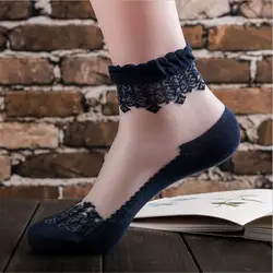Женские сексуальные короткие носки из нейлона в стиле ретро с кружевными рюшами и оборками