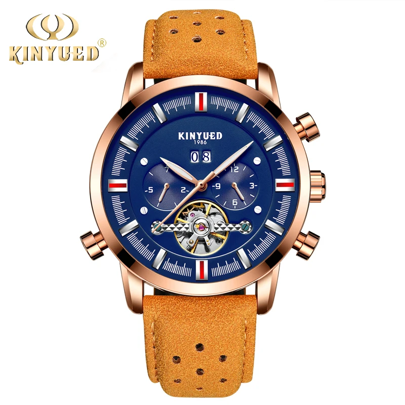 

KINYUED Skeleton Automatic Watch Men Flying Tourbillon Top Brand Men's Mechanical Luxury Luminous Relogios Masculinos