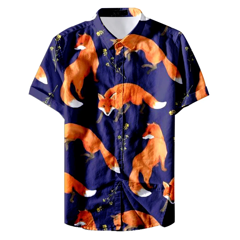 Гавайская Мужская рубашка с милым и забавным животным принтом, Мужская модная гавайская рубашка с коротким рукавом, крутая летняя рубашка