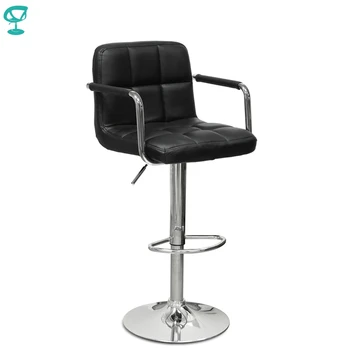 

94375 Barneo N-69 Leather Kitchen Breakfast Bar Stool Swivel Bar Chair black color free shipping in Russia
