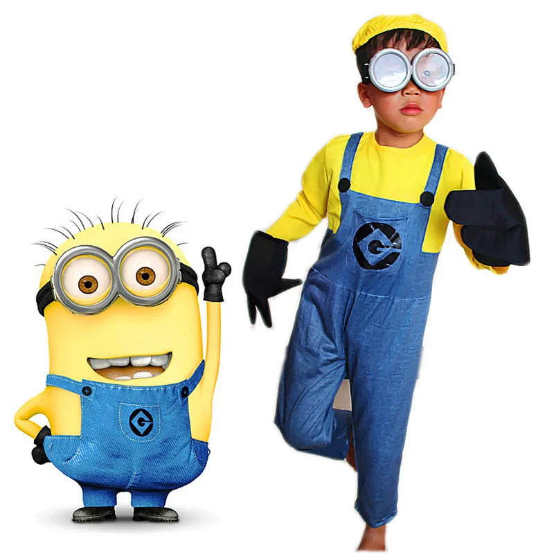 

Children's Minion Costume Boys/Girls Anime Cosplay Costumes Kids Minion Costume Halloween Suit Clothes Including With Glasses