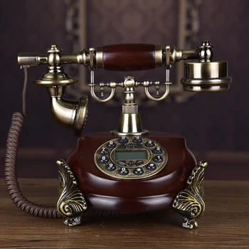 

European style Wood carving antique landline telephone telephone European gifts Decoration home art rustic