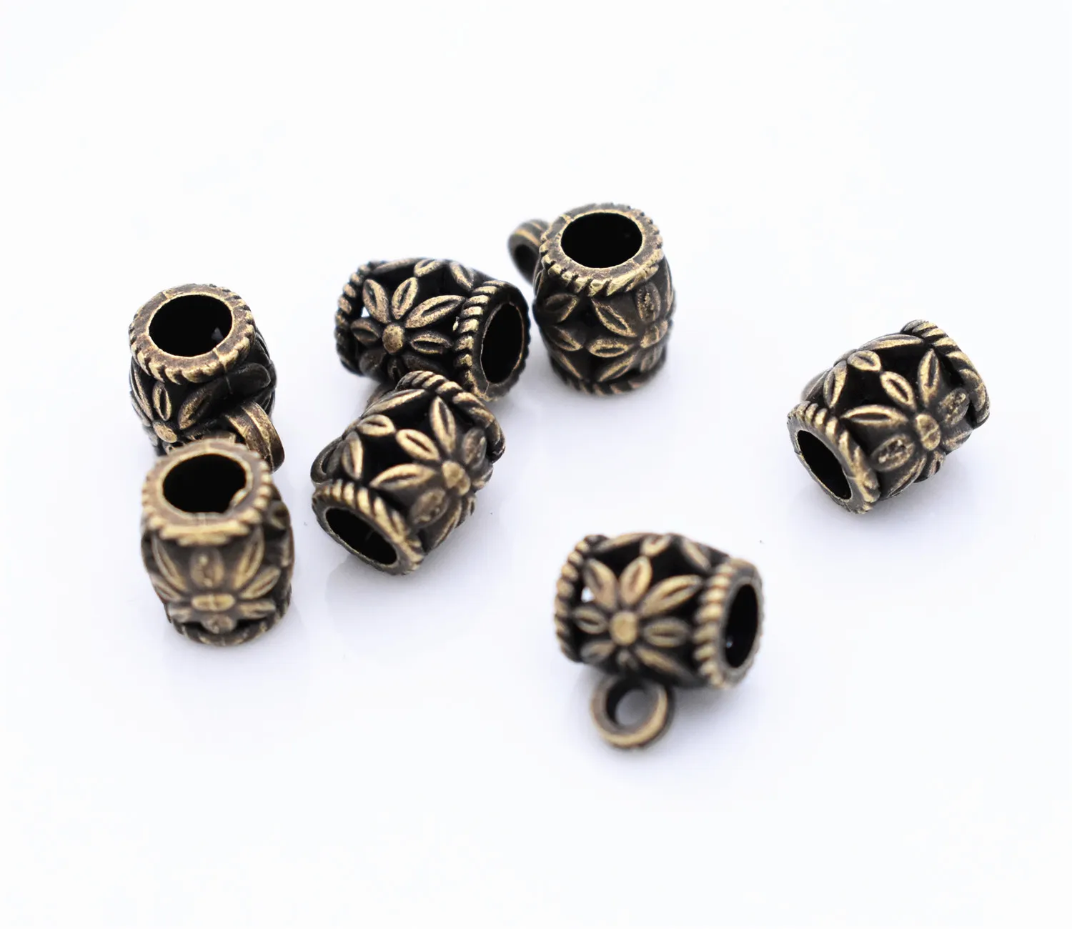 

20pcs/lot Antique Bronze Plated Charm Bail Beads Pendant Clip Clasp Connectors for Bracelet Necklace Jewelry Making