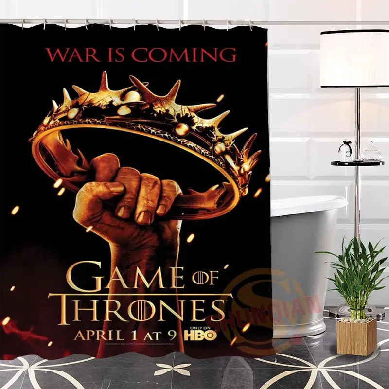 Popular Custom funny Game of Thrones Eco friendly Polyester Fabric Printing Shower Curtain bathroom Waterproof With Hook