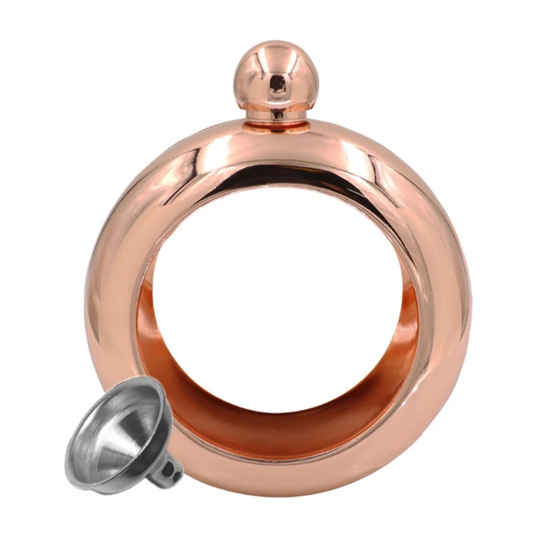 Bangle Flask Stainless Steel Wine Hip Flask Bracelet Shape Whiskey Drinkware Funnel Wine Bottle Set Rose Gold