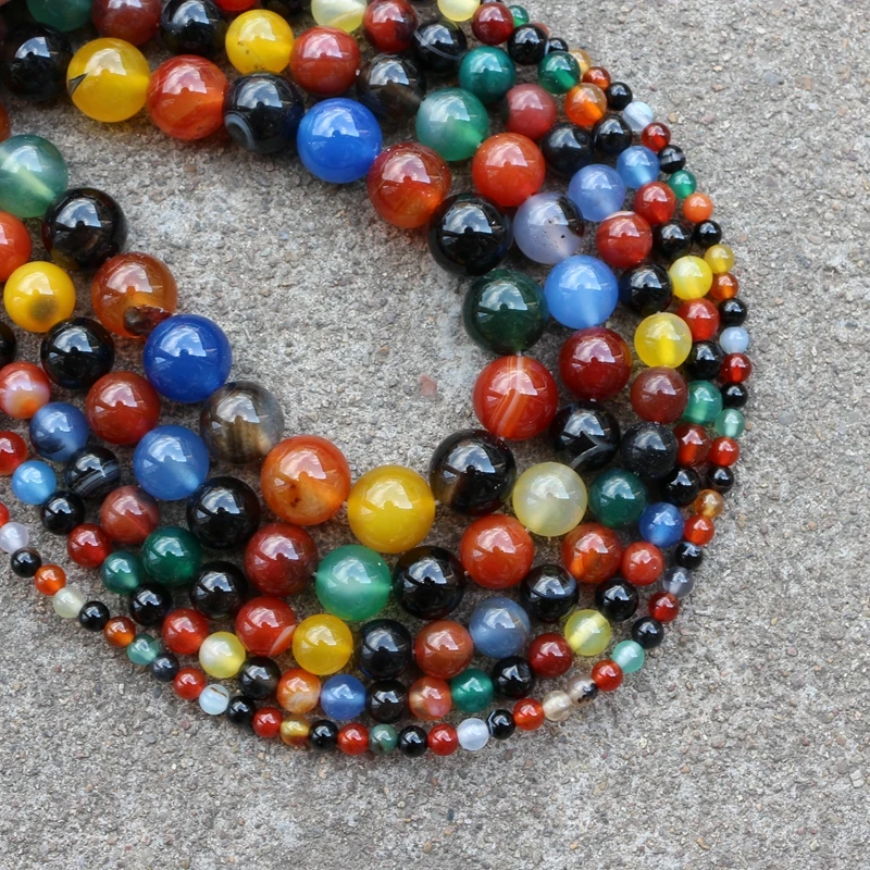 

Natural mixed color round stone beads 4/6/8/10/12mm DIY bracelet jewelry system