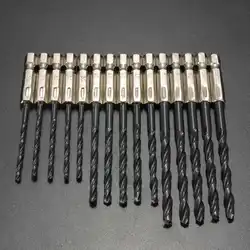 

15Pcs/set Small-Large Titanium Coated HSS Drill Bit Set Plastic/Metal 1/4" Hex Shank High Speed Steel Wood Drilling Top Quality