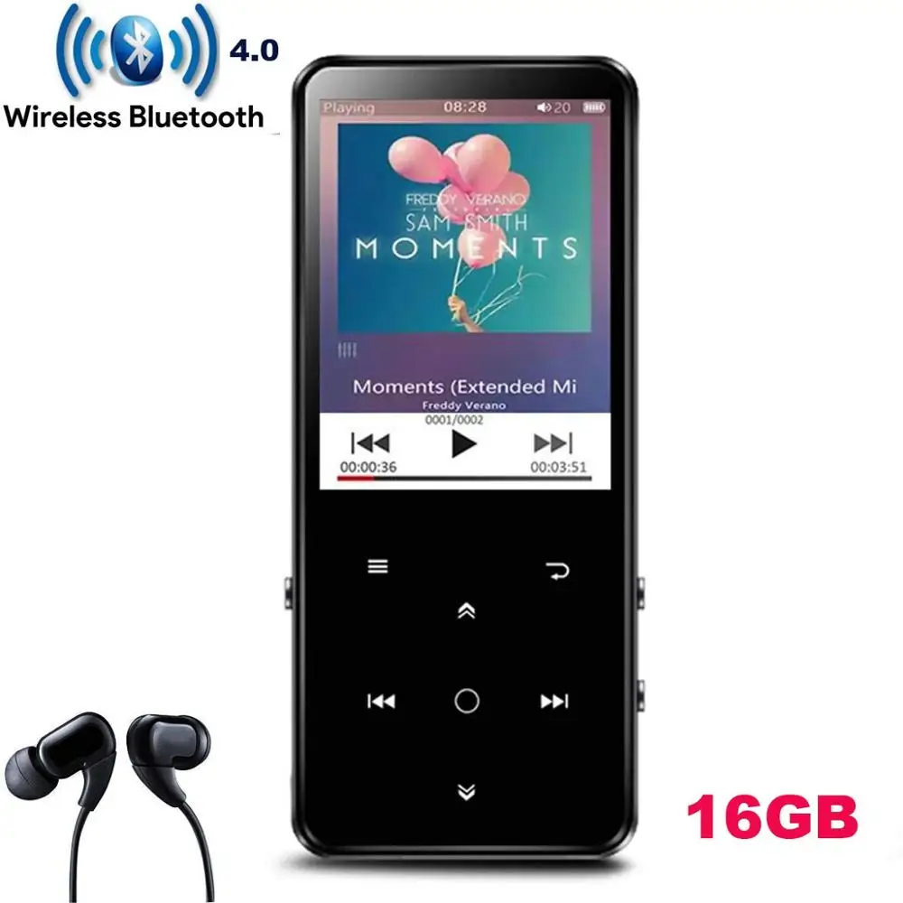 MP4 плеер 16 Гб Bluetooth 4,0 сенсорный без потерь звук металлический музыкальный плеер встроенный динамик 2,4 дюймов TFT цветной экран с fm-радио