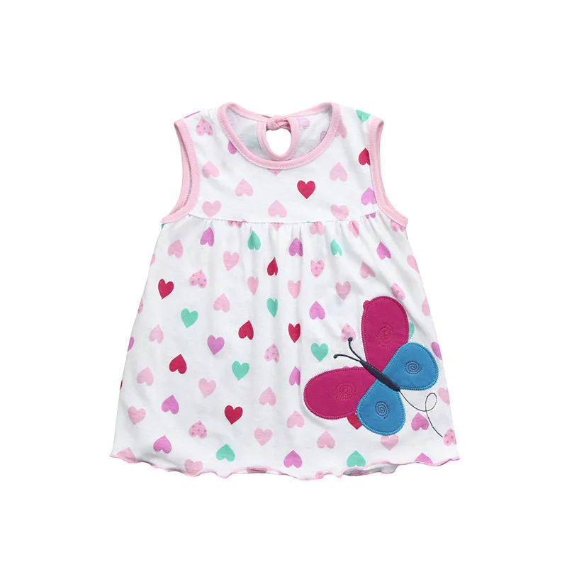 Милое платье для маленьких девочек; летняя одежда; хлопковые платья трапециевидной формы с принтом для девочек; сарафан; vestidos roupas infantis menina - Цвет: B