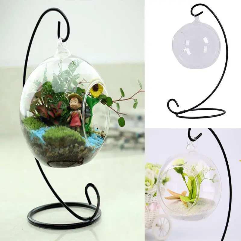 

Flower Hanging Vase Glass Flower Pots Planter Plant Terrarium Container Home Wedding Decoration With Support