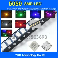 5050 SMD светодиодный 8colorX20pcs = 160 шт розовый/белый/синий/красный/желтый/зеленый/теплый белый/RGB свет Диод