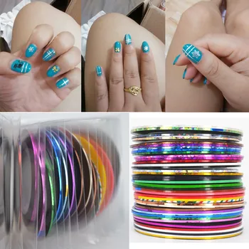 

Retail 40 Popular 0.8mm Nail Striping Tape Line For Nails Decorations Diy Nail Art Self-Adhesive Decal Tools