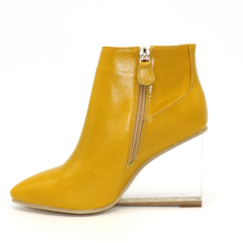 33 Schuhe Damen Boots Winter 41 Hie Se Zhen Heels Ankle Frau Spitz Pi Gre High Transparente Fizaizifai Schwarze Keile cJKlF1