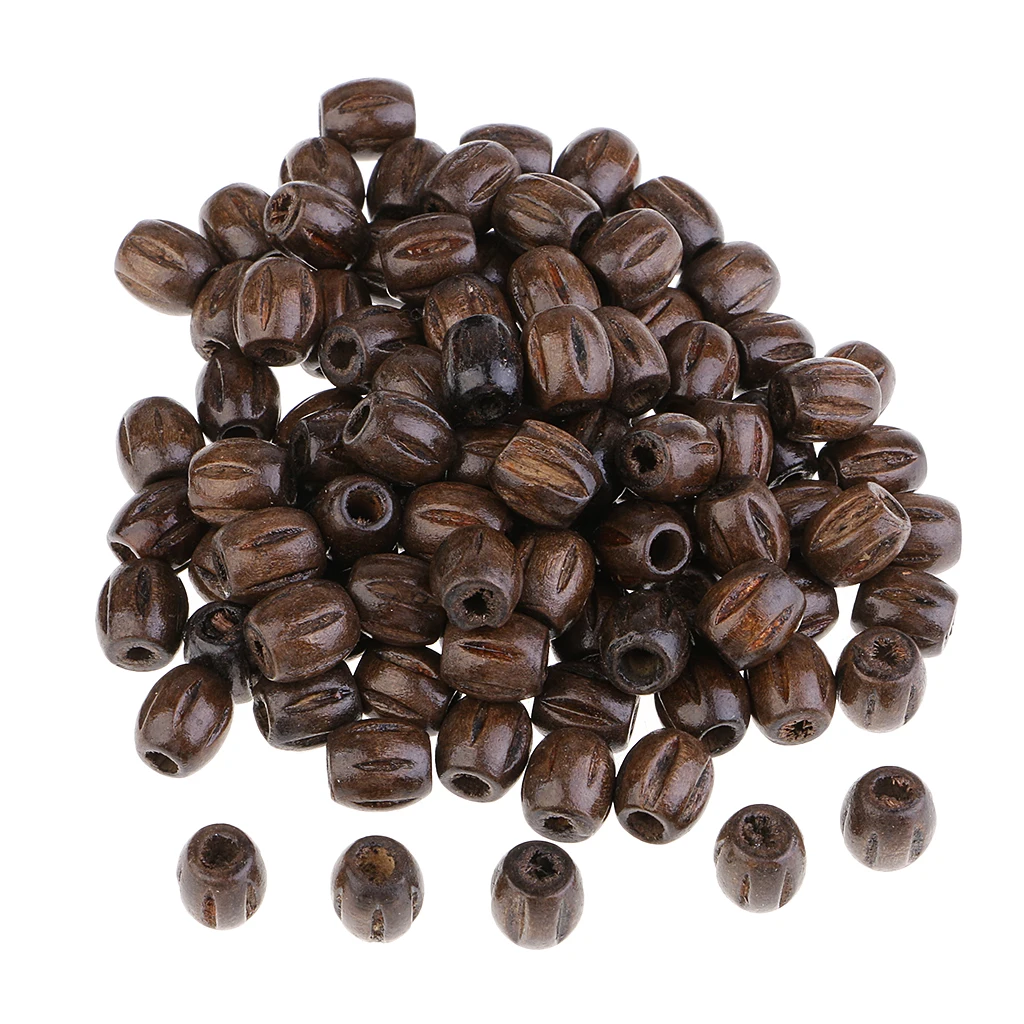 100pcs Wooden Beads for Lacing, 10x8mm Large Holes Jewellery Making Crafts Macrame Beads