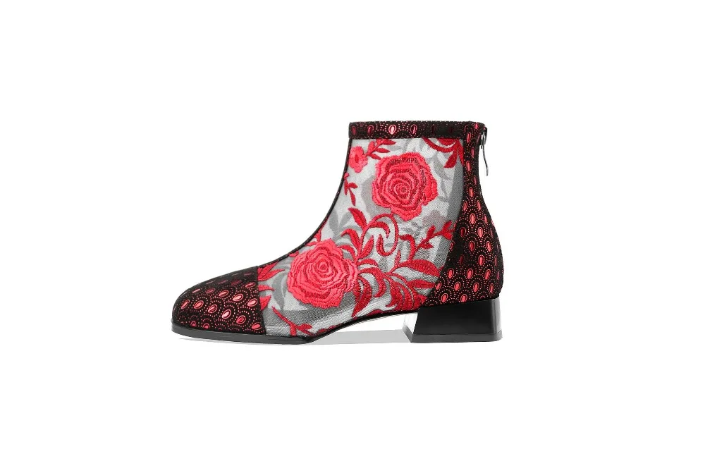 Krazing Pot/из овечьей кожи breatnable сетка металлическая застежка-молния Классический квадратный носок с красивой вышивкой сапоги на низком каблуке длиной до колена; летние сапоги L49