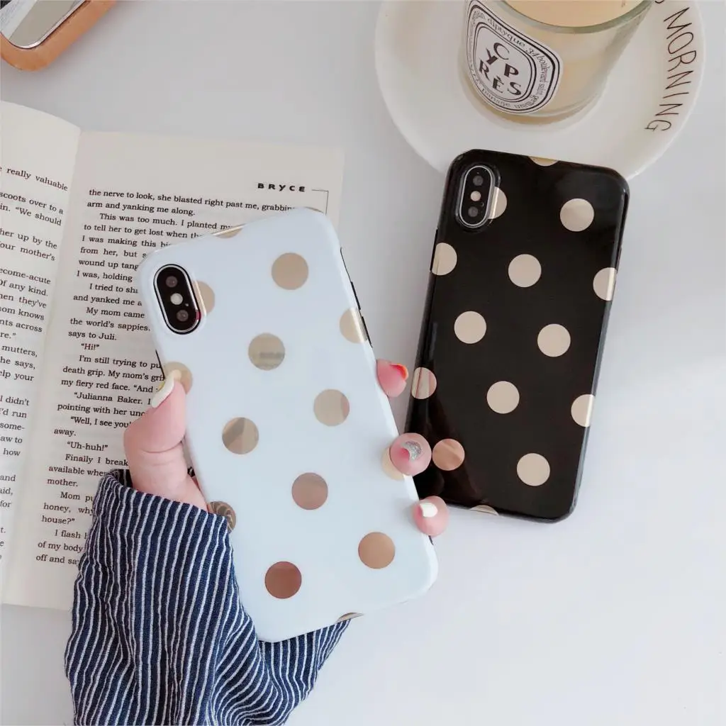 

Plating Funda for iphone 7 Case Wave point IMD Phone Case for iphone 6 6S 7 8 Plus X XR XS Max Cover Luxury Capa for Cuque