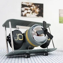 Flip Clock Retro Airplane Propellor Airscrew Retro Auto Balance Flip Clock Desk Table Down Page Internal Gear Operated Clock
