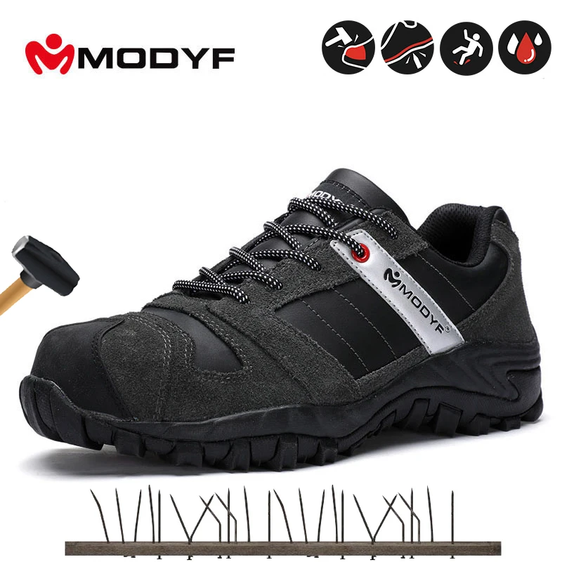 mens black safety trainers