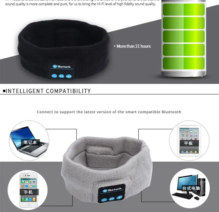 Bluetooth шлем гарнитура аудио динамик вязание оголовье наушник спящий Спорт Йога, для бега, тренажерный зал Беспроводные наушники с микрофоном