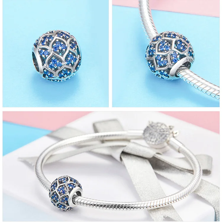 925 Silver fit Pandora Bracelet Pink Zircon Goat Deer Penguin Green Clover Tree Box Beads White&Blue CZ Heart Shell Anchor Charm