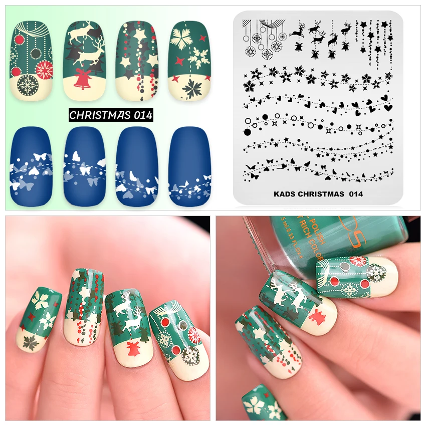 Новогодняя штамповка для ногтей, рождественское изображение, живопись, дизайн ногтей, трафареты, шаблоны, маникюр, печать ногтей, печать ногтей