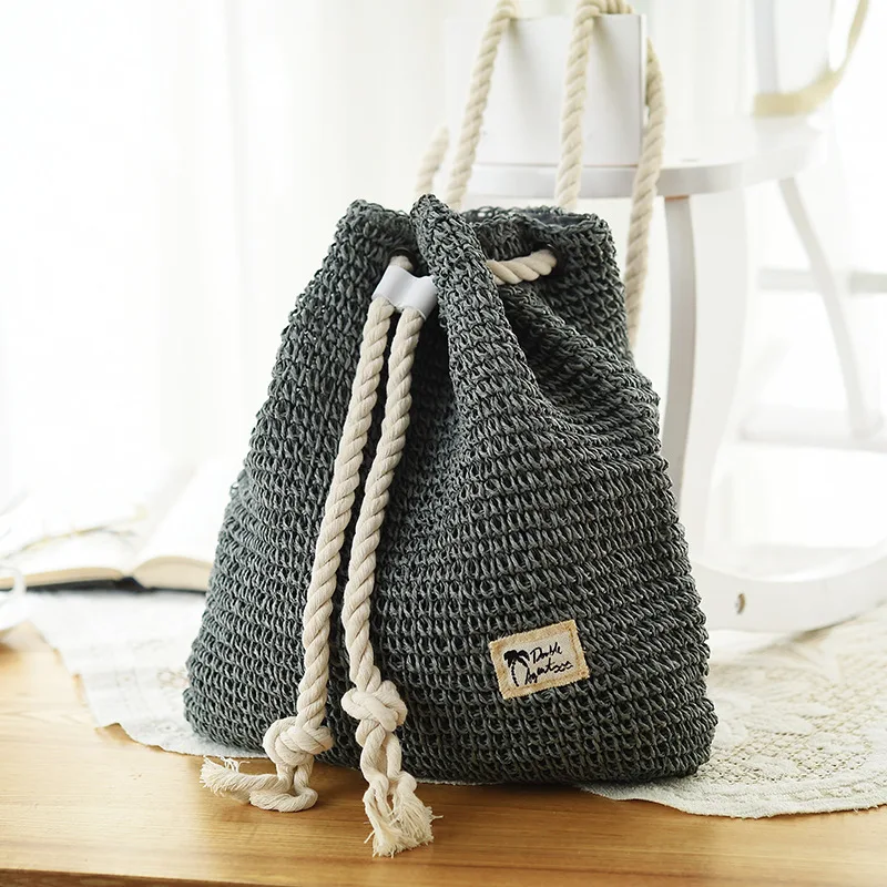 4 Colors Women bag Backpack Designer Solid Woven Drawstring Laides Bags