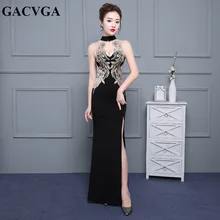 GACVGA сексуальное длинное платье с цветочной вышивкой, дизайн, женские вечерние платья без рукавов, элегантное кружевное женское платье Vestidos