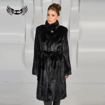 

BFFUR 2019 Genuine Natural Mink Fur Coats With Fur Belt For Womenn Plus Size In Winter To Keep Warm Harajuku Fashion Outerwear