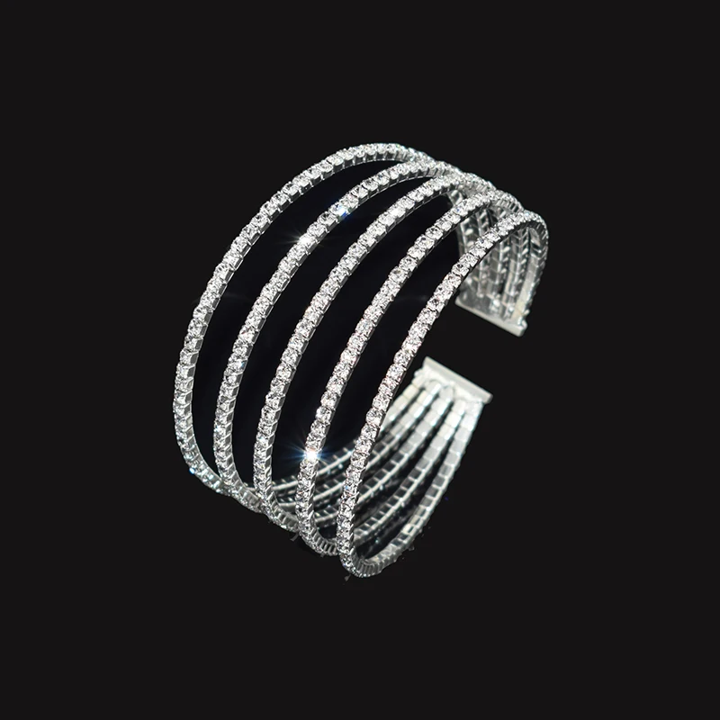 Crystal Bracelets Rhinestone Gold Silver Plated For Women Wedding Jewelry
