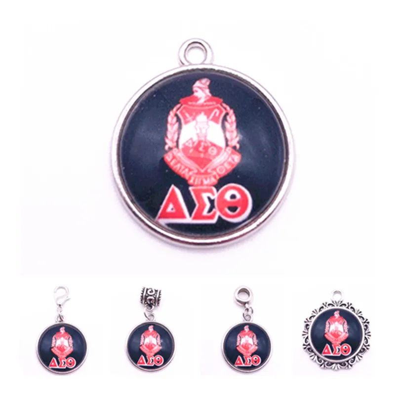 

18mm Glass Delta Sigma Theta Sorority Greek Letters Sorority Charms Pendant Fit DIY Bracelet & Necklace Making Accessory 10PCS