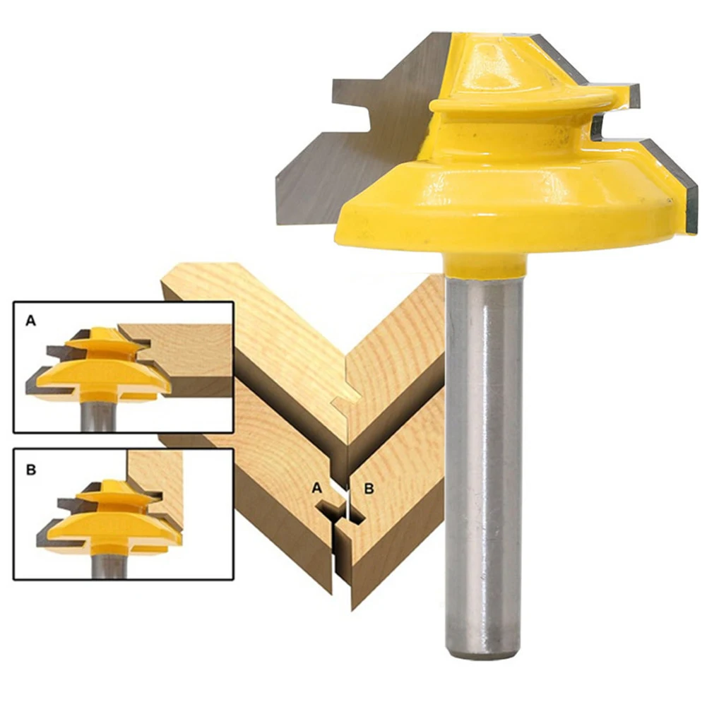 

Woodworker Lock Miter Router Bit 45 Degree Width 1-3/8" Woodworking Drill Bit 1/4" Shank Tenon Cutter Woodwork Milling Cutters