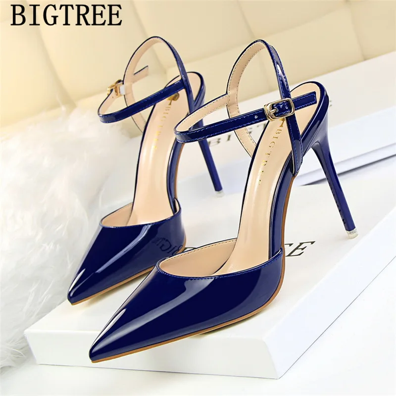 Patent leather gold shoes high heels sandals women bigtree shoes extreme high heels pumps women shoes sexy heels buty damskie - Цвет: 6