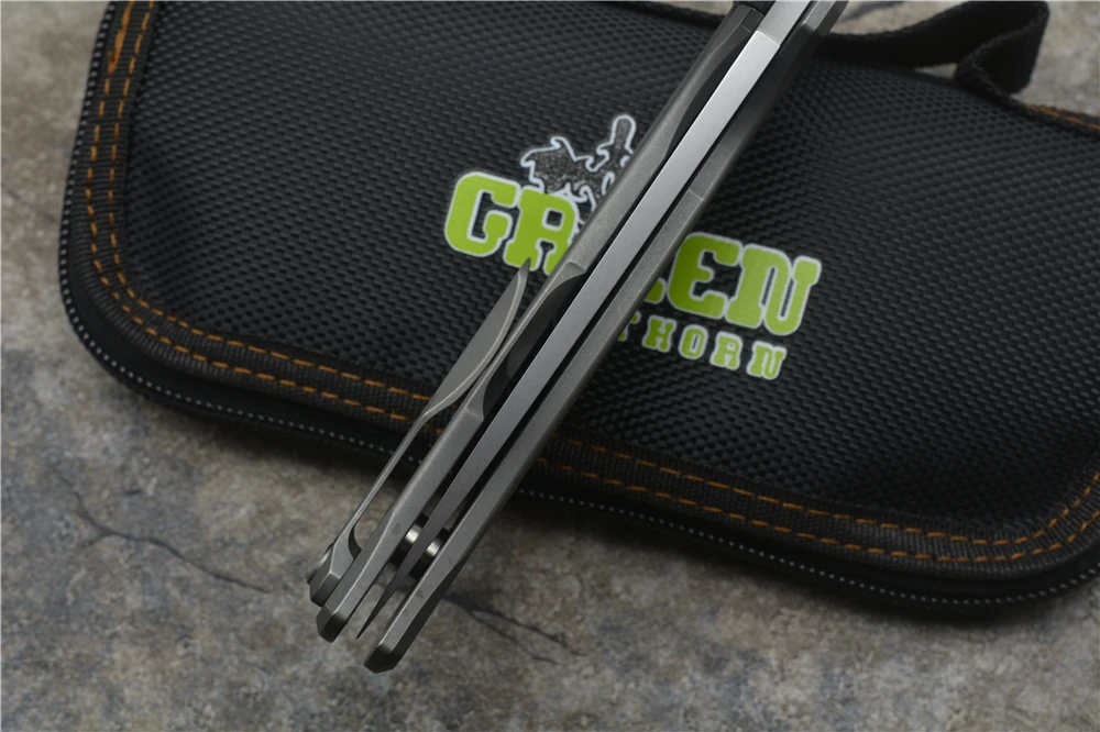 Зеленый шип F95 складной нож D2 лезвие TC4 титановая ручка плоский Открытый Отдых Охота сумка инструмент