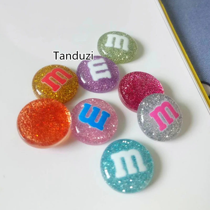 

Tanduzi 100PCS Kawaii Glitter Flatback Resin Cabochon Mini Bean Resin Flatback Miniature Chocolate DIY