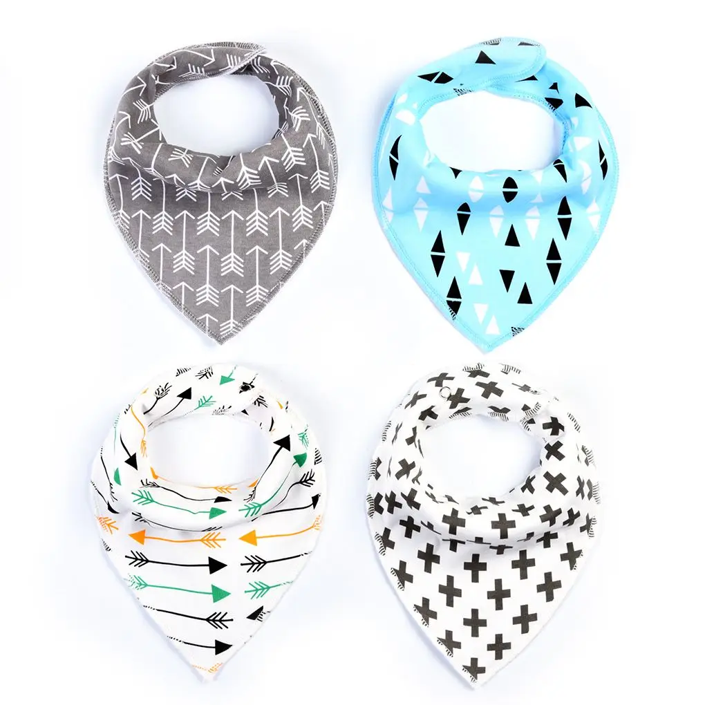 

4Pcs Baby Bibs Colorful Print Cotton Soft Bandana Saliva Towel Newborn Triangle Scarf Bibs Soft Newborn Burp Cloths Cartoon