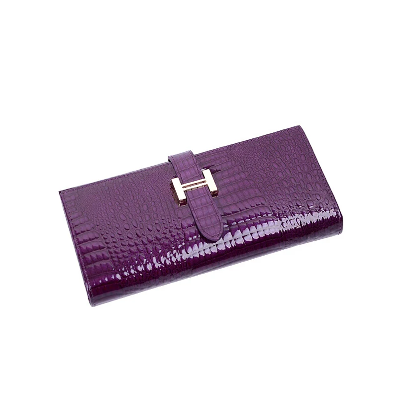 2016 Women's Genuine Leather Wallet Vintage Crocodile Bifold Long Style Purse Ladies Wallet for Women Female Cover Clutch